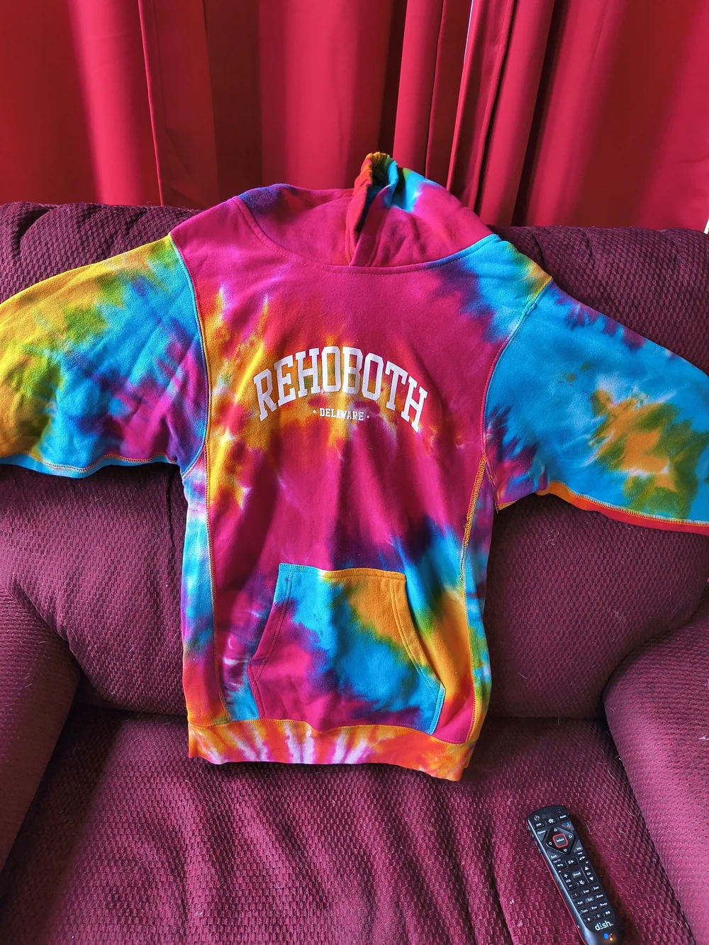 MV Sport Tie-Dye Rehoboth Hoodie in Pink, Blue, Yellow, Orange size xlarge